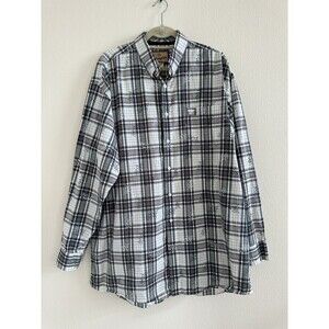VTG Wrangler Western Shirt Mens 2XL Button Down Long Sleeve Gray Plaid Floral